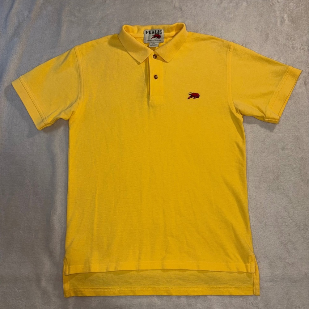 Perlis New Orleans Yellow Crawfish‎ Logo Peruvian Cotton Polo Shirt kids Large